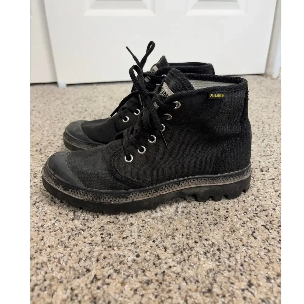 Palladium Pampa Hi Boots Mens 5.5 Womens 7 Black Chukka Canvas Lace Up